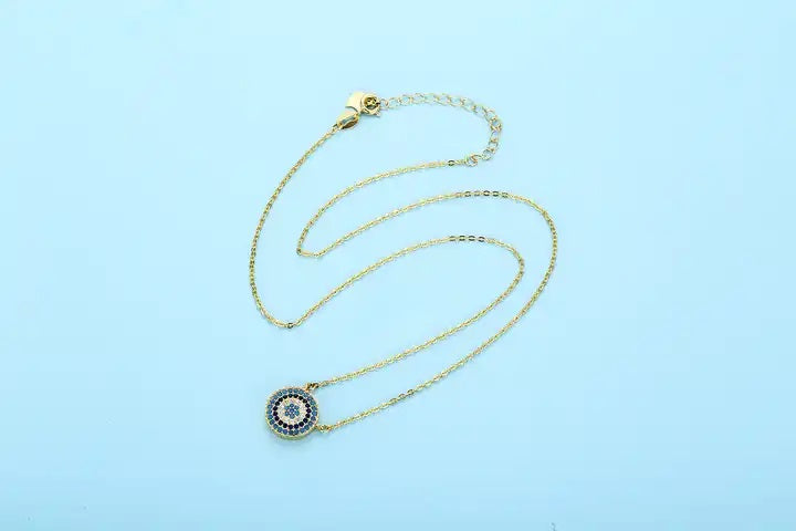 Round Evil Eye Pendant Necklace