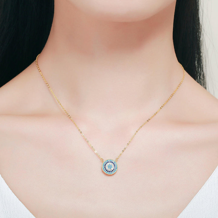 Round Evil Eye Pendant Necklace